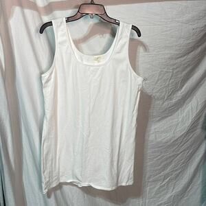 Free to Fly 3x white cotton stretchy tank fitted layering scoop neck euc